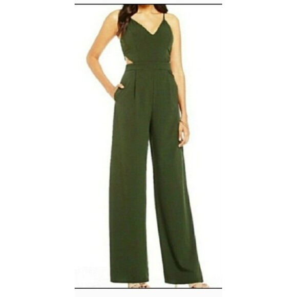 Black GB Gianni Bini Jumpsuit Womens Wide Leg Cutout V-Neck Sleeveless XS - Picture 1 of 9
